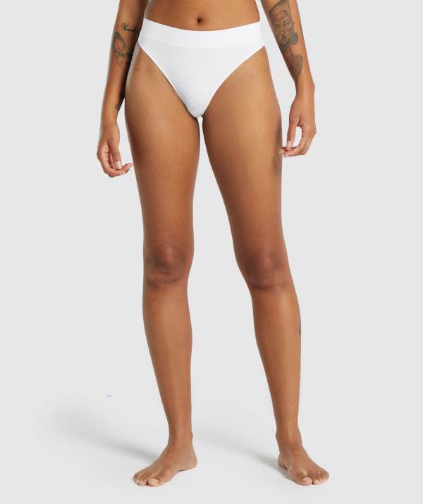 Damske Spodne Pradlo Gymshark Seamless High Rise Thong Biele | DC3620578